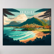 Oahu Hawaii Beach  Retro