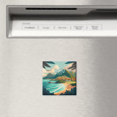 Oahu Hawaii Beach  Retro Sleutelhanger Magneet (Insitu (Vaatwasser))