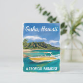 Oahu Hawaii Beach Travel Waterverf Schilderij Briefkaart (Staand voorkant)