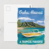 Oahu Hawaii Beach Travel Waterverf Schilderij Briefkaart (Voorkant / Achterkant)