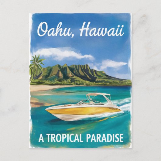 Oahu Hawaii Beach Travel Waterverf Schilderij Briefkaart (Voorkant)