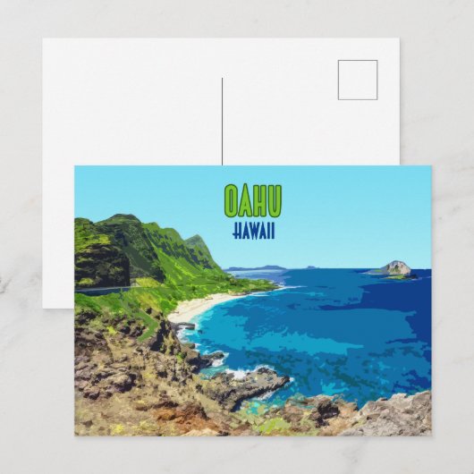 Oahu Hawaii Beach Vintage Briefkaart (Voorkant / Achterkant)