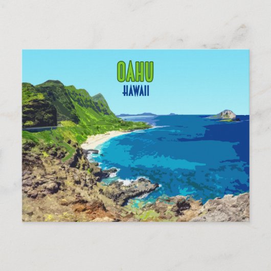 Oahu Hawaii Beach Vintage Briefkaart (Voorkant)