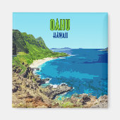 Oahu Hawaii Beach Vintage Magneet (Voorkant)