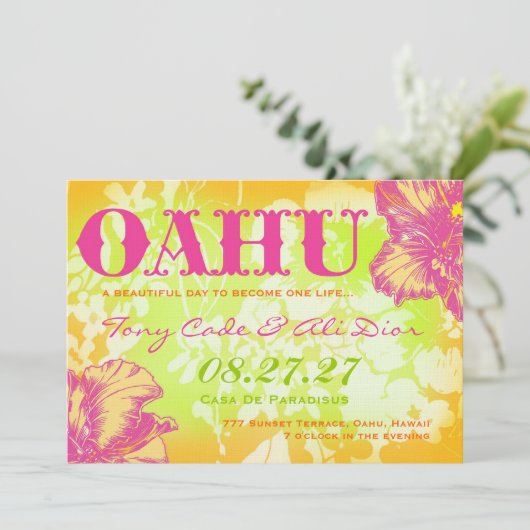 OAHU HAWAII-bestemmingsuitnodiging Kaart (Staand voorkant)