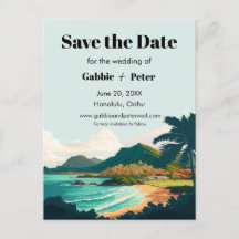 Oahu Hawaii Bruiloft Save the Date