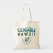 Oahu Hawaii Fototekst & Hibiscus Flower Tote Bag (Voorkant)