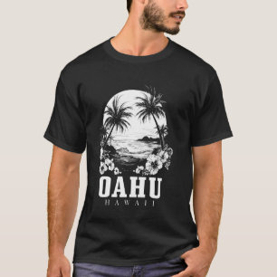 Oahu Hawaii Hawaiian Hibiscus Flowers Surfer Souve T-shirt