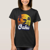Oahu Hawaii Hawaiian Sunset Beach Retro T-shirt (Voorkant)