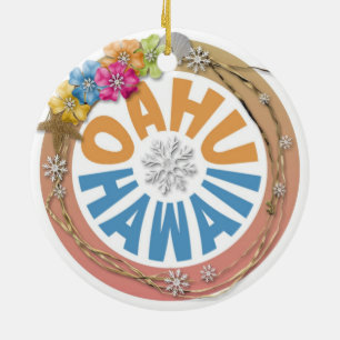 Oahu Hawaii hibiscus ornament
