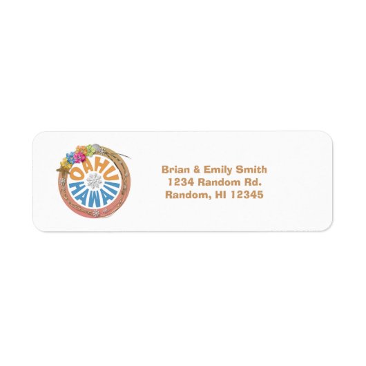 Oahu Hawaii hibiscus vakantie retour adres labels (Voorkant)