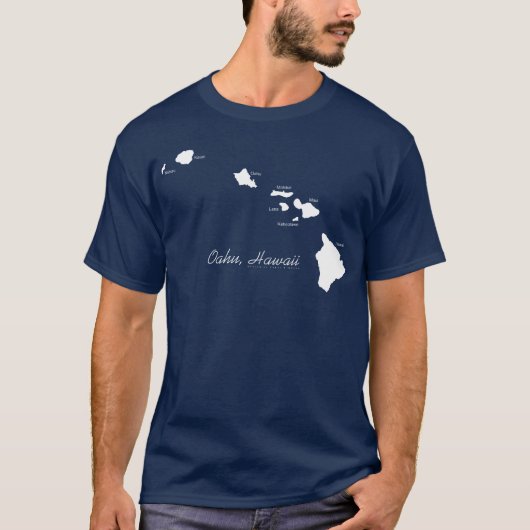 Oahu Hawaii met Hawaïaanse eilanden T-shirt (Voorkant)