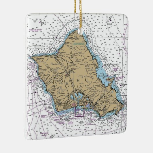 Oahu Hawaii Nautical Chart Keramisch Ornament (Rechts)
