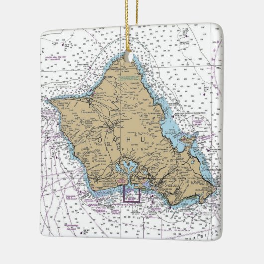 Oahu Hawaii Nautical Chart Keramisch Ornament (Links)