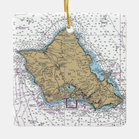 Oahu Hawaii Nautical Chart Keramisch Ornament (Voorkant)