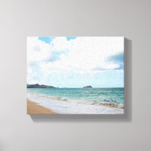 Oahu Hawaii Ocean Waves & Beach Canvas Afdruk