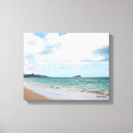 Oahu Hawaii Ocean Waves & Beach Canvas Afdruk