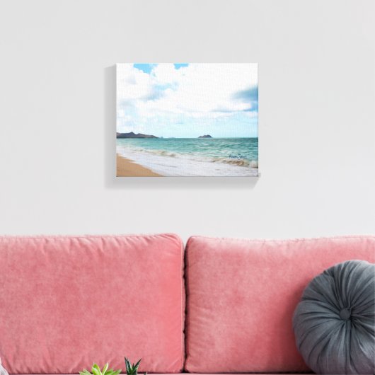 Oahu Hawaii Ocean Waves & Beach Canvas Afdruk (Insitu (Woonkamer))
