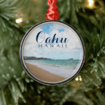 Oahu Hawaii Ocean Waves & Beach Metalen Ornament<br><div class="desc">Geniet van deze prachtige digitale foto met olieverf-effect van een afgelegen kalkstrand in Oahu,  Hawaii. Foto © by Hawaii Sands</div>