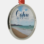 Oahu Hawaii Ocean Waves & Beach Metalen Ornament (Rechts)