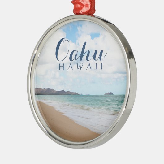 Oahu Hawaii Ocean Waves & Beach Metalen Ornament (Links)