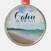 Oahu Hawaii Ocean Waves & Beach Metalen Ornament (Voorkant)