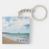 Oahu Hawaii Ocean Waves & Beach Sleutelhanger (Achterkant)
