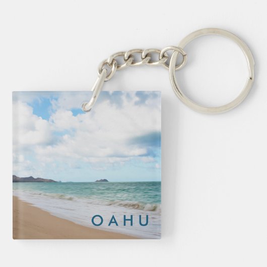 Oahu Hawaii Ocean Waves & Beach Sleutelhanger (Achterkant)