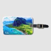 Oahu Hawaii Panorama Uitzicht Beach Bagagelabel (Voorkant (horizontaal))