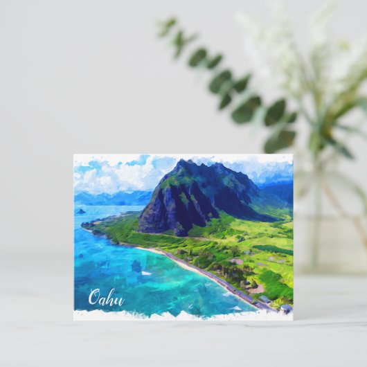 Oahu Hawaii Panorama Uitzicht Beach Briefkaart (Staand voorkant)