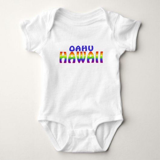 Oahu Hawaii regenboog woorden baby outfit Romper (Voorkant)