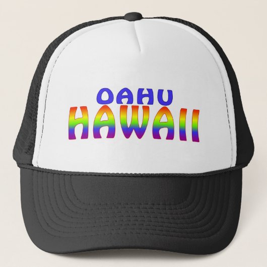 Oahu Hawaii regenboog woorden pet (Voorkant)