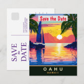 Oahu, Hawaii, Reisbriefkaart, Save The Date (Voorkant / Achterkant)