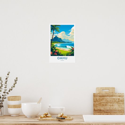 Oahu Hawaii Reisprint Poster (Keuken)