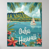 Oahu Hawaii Reizen Poster Art Print Poster (Voorkant)