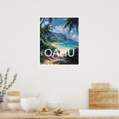 Oahu Hawaii Reizen Poster Art Print Poster (Keuken)