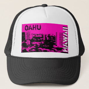 Oahu Hawaii roze stad ontwerp schilderachtig punk  Trucker Pet