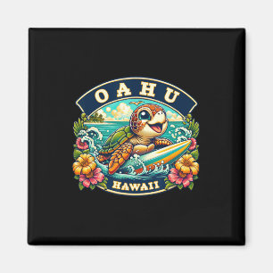 Oahu Hawaïï Schattige Zeeschildpad Surft Magneet