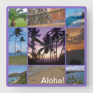 Oahu, Hawaii Square Wall Clock Vierkante Klok