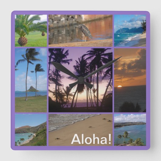  Oahu, Hawaii Square Wall Clock Vierkante Klok (Voorkant)