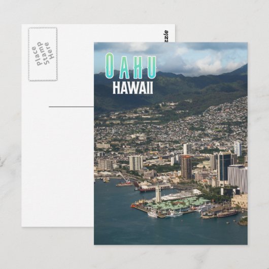 Oahu, Hawaii Travel Briefkaart (Voorkant / Achterkant)