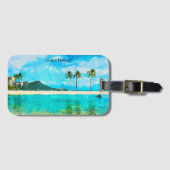  Oahu Hawaii Travel Island Paradise Bagagelabel (Voorkant (horizontaal))