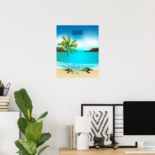Oahu Hawaii Travel Poster (Thuiskantoor)
