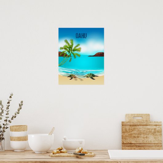 Oahu Hawaii Travel Poster (Keuken)
