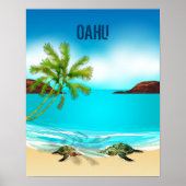 Oahu Hawaii Travel Poster (Voorkant)