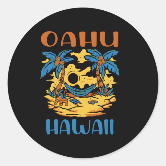 Oahu Hawaii Travel Ronde Sticker (Voorkant)
