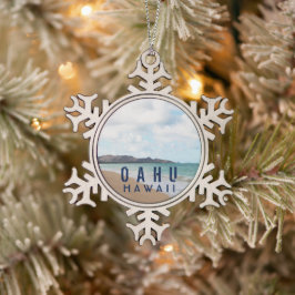 Oahu Hawaii Tropical Beach Tin Sneeuwvlok Ornament