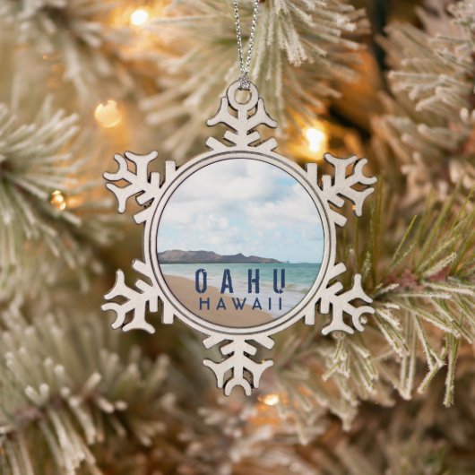 Oahu Hawaii Tropical Beach Tin Sneeuwvlok Ornament (Boom)