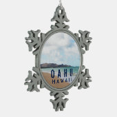 Oahu Hawaii Tropical Beach Tin Sneeuwvlok Ornament (Links)