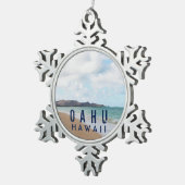 Oahu Hawaii Tropical Beach Tin Sneeuwvlok Ornament (Rechts)